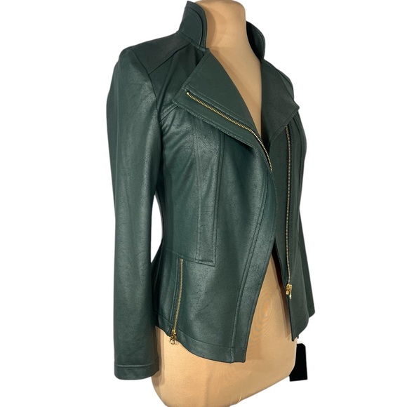 Clara Sunwoo hunter green liquid leather signature jacket Size Small - Picture 4 of 13